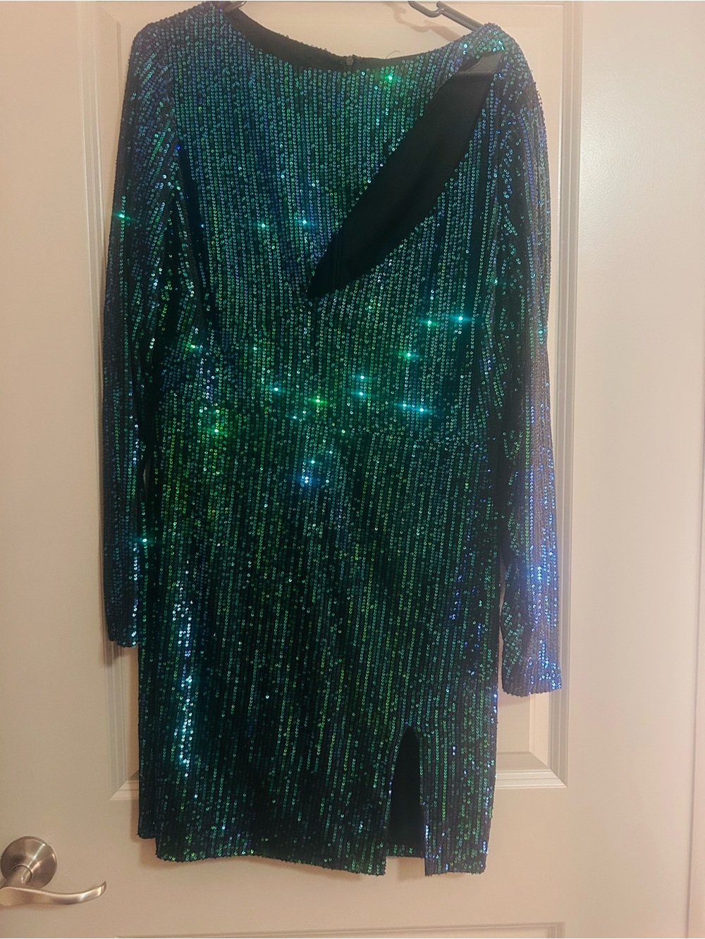 Fashion Nova Green Sequin Long Sleeve Mini Dress- 1X